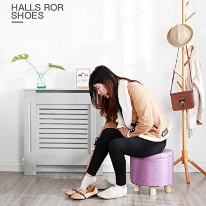 Footrest Ottoman round Storage Ottoman for Living Room,Low Cotton & Linen Storage Box,Stackable Sofa Footstool,Shoe Changing Stool for Entrance Bedroom - Image 3