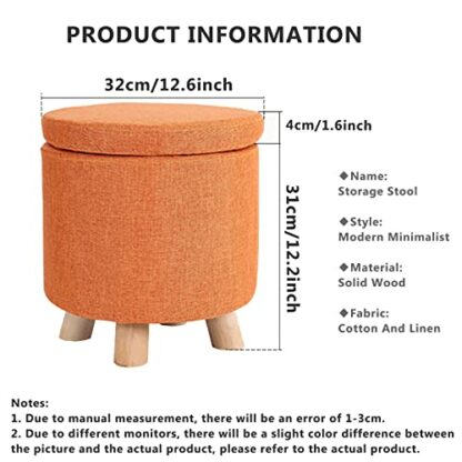 Footrest Ottoman round Storage Ottoman for Living Room,Low Cotton & Linen Storage Box,Stackable Sofa Footstool,Shoe Changing Stool for Entrance Bedroom - Image 4