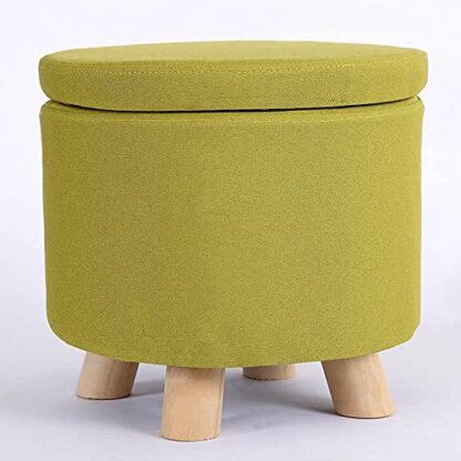 Footrest Ottoman round Storage Ottoman for Living Room,Low Cotton & Linen Storage Box,Stackable Sofa Footstool,Shoe Changing Stool for Entrance Bedroom - Image 2