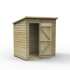 Forest Garden 6x4 4Life Overlap Pent Shed, No Window Natural Timber