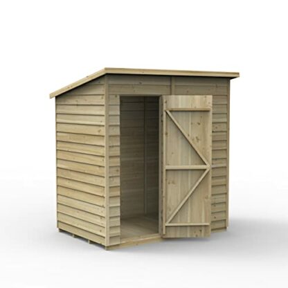 Forest Garden 6x4 4Life Overlap Pent Shed, No Window Natural Timber 2 Forest Garden 6x4 4Life Overlap Pent Shed, No Window Natural Timber - Image 2