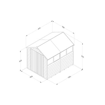 Forest Garden Overlap Pressure Treated 8 x 6 Apex Shed, Double Door, 4 Windows 4 Forest Garden Overlap Pressure Treated 8 x 6 Apex Shed, Double Door, 4 Windows - Image 4