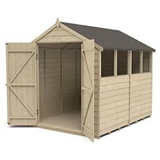Forest Garden Overlap Pressure Treated 8 x 6 Apex Shed, Double Door, 4 Windows