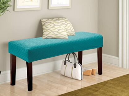 Fuloon Stretch Jacquard Dining Bench Cover - Anti-Dust Removable Bench Slipcover Washable Bench Seat Protector Cover for Living Room, Bedroom, Kitchen (Peacock Blue) - Image 3