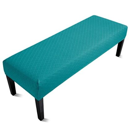 Fuloon Stretch Jacquard Dining Bench Cover - Anti-Dust Removable Bench Slipcover Washable Bench Seat Protector Cover for Living Room, Bedroom, Kitchen (Peacock Blue) - Image 2