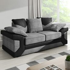 Furnishings For Less UK New Large Dino 4 to 5 Seater Corner Sofa Cord Black and Grey or Brown and Beige Left or Right Hand With FREE FOOTSTOOL