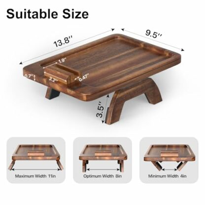 GAOHANG Sofa Arm Tray Table with Swivel Bracket, Multifunctional Rectangular Sofa Arm Table Clip-On Sofa Tray, Suitable for Mobile Remote Control Cup Holder Armrest Tray - Image 3