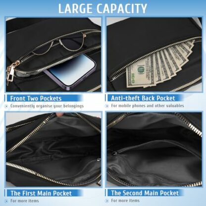 GAOHUI Cross Body Bag for Women, Multi Pocket Handbags & Shoulder Bags Waterproof Nylon Anti Theft Messenger Bag for Travel Shopping Appointment Daily - Image 3