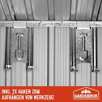 GARDEBRUK® Large 6x4' Metal Tool Shed With Foundation | 2m² 4m³ | Apex Roof | 196x132x188cm | Sliding Door | Galvanised Steel Garden Equipment Bike Log Storage | Green 4 GARDEBRUK® Large 6x4' Metal Tool Shed With Foundation | 2m² 4m³ | Apex Roof | 196x132x188cm | Sliding Door | Galvanised Steel Garden Equipment Bike Log Storage | Green - Image 4