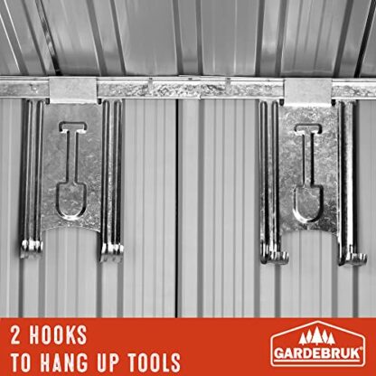 GARDEBRUK® Large 6x4' Metal Tool Shed With Foundation | 2m² 4m³ | Apex Roof | 196x132x188cm | Sliding Door | Galvanised Steel Garden Equipment Bike Log Storage | Anthracite Grey 4 GARDEBRUK® Large 6x4' Metal Tool Shed With Foundation | 2m² 4m³ | Apex Roof | 196x132x188cm | Sliding Door | Galvanised Steel Garden Equipment Bike Log Storage | Anthracite Grey - Image 4
