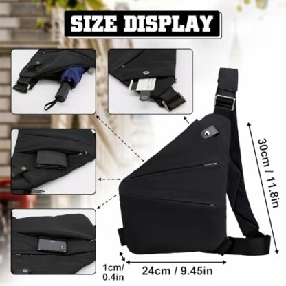GDOKKNY Anti Theft Crossbody Bag for Women Personal Flex Travel Bag Anti-Theft Cross Body Bag Sling Chest Bag for Men （Black） - Image 4