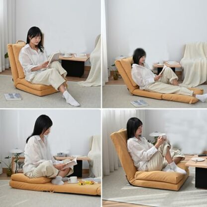 GIZNXBA Floor Chair With Back Support, Folding Floor Gaming Chair, Adjustable Lazy Sofa Living Room For Adults & Kids, One Seater Sofa, Perfect For Reading Gaming Meditating - Image 4