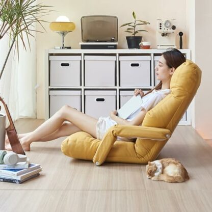GIZNXBA Foldable Floor Lazy Sofa, Indoor Chaise Lounger Sofa, Folding Floor Chair Bed With Adjustable Armrests, Folding Floor Gaming Chair, Japanese Floor Chair For Living Room, Bedroom 4 GIZNXBA Foldable Floor Lazy Sofa, Indoor Chaise Lounger Sofa, Folding Floor Chair Bed With Adjustable Armrests, Folding Floor Gaming Chair, Japanese Floor Chair For Living Room, Bedroom - Image 4
