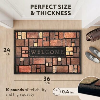 GOHOMELY Front Door Mat – 24 X 36 Welcome Mat Outdoor – Non-Slip Rubber Backing Outside Door Mats for Front Door – Doormat Outdoor Entrance for Patio, Garage – Elegant Waterproof Entry Rug for House 4 GOHOMELY Front Door Mat – 24 X 36 Welcome Mat Outdoor – Non-Slip Rubber Backing Outside Door Mats for Front Door – Doormat Outdoor Entrance for Patio, Garage – Elegant Waterproof Entry Rug for House - Image 4