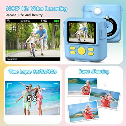 GREENKINDER Kids Camera, Instant Camera for Kids 1080P 2.4 Inch with 32GB Card, 3 Rolls Print Paper and Colour Pens Digital Camera - Image 4