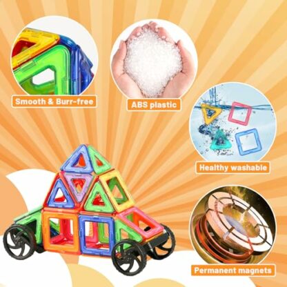 GTGOGO 50PCS Magnetic Building Blocks Set, STEM Educational Magnetic Tiles for Kids Ages 3 4 5 6 7 8, Creative Construction Toys for Boys and Girls, for Preschool Learning 3 GTGOGO 50PCS Magnetic Building Blocks Set, STEM Educational Magnetic Tiles for Kids Ages 3 4 5 6 7 8, Creative Construction Toys for Boys and Girls, for Preschool Learning - Image 3