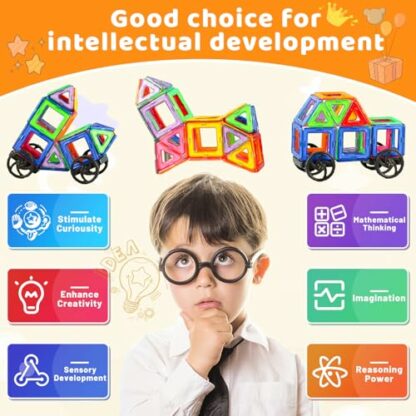 GTGOGO 50PCS Magnetic Building Blocks Set, STEM Educational Magnetic Tiles for Kids Ages 3 4 5 6 7 8, Creative Construction Toys for Boys and Girls, for Preschool Learning 4 GTGOGO 50PCS Magnetic Building Blocks Set, STEM Educational Magnetic Tiles for Kids Ages 3 4 5 6 7 8, Creative Construction Toys for Boys and Girls, for Preschool Learning - Image 4