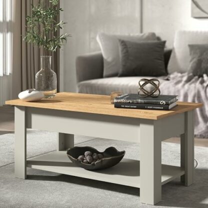Galano Brixburn Coffee Table - Modern Distressed Oak Finish - Storage Cabinet for Entryway - Foyer - Living Room - Space Saving - Image 2