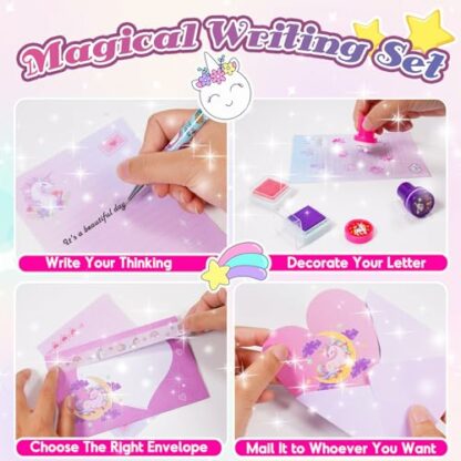 Geebiiny Unicorn Gifts for Girls, Stationery Set for Girls Birthday Presents Age 4-12 Year Old Girl Gifts Toys for 5-12 Year Old Girls Toys Age 5-12 Unicorn Stationary Sets 3 Geebiiny Unicorn Gifts for Girls, Stationery Set for Girls Birthday Presents Age 4-12 Year Old Girl Gifts Toys for 5-12 Year Old Girls Toys Age 5-12 Unicorn Stationary Sets - Image 3