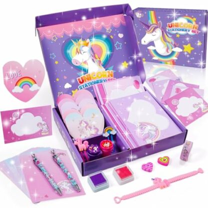 Geebiiny Unicorn Gifts for Girls, Stationery Set for Girls Birthday Presents Age 4-12 Year Old Girl Gifts Toys for 5-12 Year Old Girls Toys Age 5-12 Unicorn Stationary Sets 2 Geebiiny Unicorn Gifts for Girls, Stationery Set for Girls Birthday Presents Age 4-12 Year Old Girl Gifts Toys for 5-12 Year Old Girls Toys Age 5-12 Unicorn Stationary Sets - Image 2