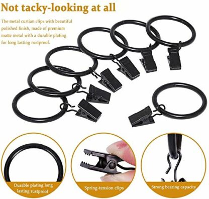 Gerhannery 30 Pack Rings Curtain Clips Strong Metal Decorative Drapery Window Curtain Ring with Clip Rustproof Vintage Compatible with up to 1 inch Drapery Rod Black - Image 4