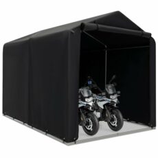 GiantexUK 7x5.2FT Garden Storage Shed, Waterproof Bike Motorcycle Tent with Roll-up Zipper Door & Ground Stakes, Heavy Duty Galvanised Steel Frame Utility Outdoor Bicycle Cover Shelter, 160x218x164cm