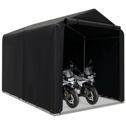GiantexUK 7x5.2FT Garden Storage Shed, Waterproof Bike Motorcycle Tent with Roll-up Zipper Door & Ground Stakes, Heavy Duty Galvanised Steel Frame Utility Outdoor Bicycle Cover Shelter, 160x218x164cm 2 GiantexUK 7x5.2FT Garden Storage Shed, Waterproof Bike Motorcycle Tent with Roll-up Zipper Door & Ground Stakes, Heavy Duty Galvanised Steel Frame Utility Outdoor Bicycle Cover Shelter, 160x218x164cm - Image 2