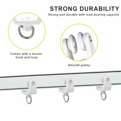 Giantree Curtain Track Rollers, 50/25PCS Ceiling Curtain Track Hooks Flexible Bendable Clips 11 mm White Plastic Drapery Rail Gliders with Hooks for Shower Curtain Window Straight Curved Tracks 4 Giantree Curtain Track Rollers, 50/25PCS Ceiling Curtain Track Hooks Flexible Bendable Clips 11 mm White Plastic Drapery Rail Gliders with Hooks for Shower Curtain Window Straight Curved Tracks - Image 4