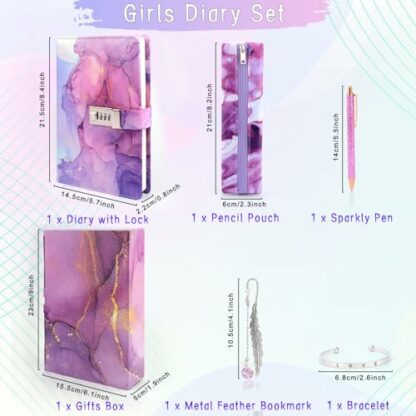 Gifts for Girls 7 8 9 10 11 12 13 Year Old, Secret Diary for Girls,Halloween Girls Birthday Presents Age 6-14,Diary with Lock for Girls Teen,Stationary Journal Pen Bookmark Pencil Case Notebook School 3 Gifts for Girls 7 8 9 10 11 12 13 Year Old, Secret Diary for Girls,Halloween Girls Birthday Presents Age 6-14,Diary with Lock for Girls Teen,Stationary Journal Pen Bookmark Pencil Case Notebook School - Image 3