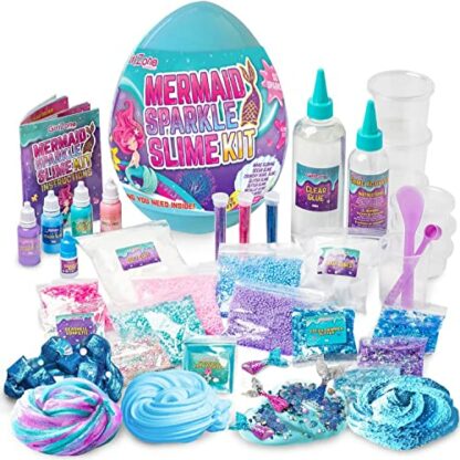 GirlZone Egg Mermaid Sparkle Slime Making Kit for Girls, 22 Fun Pieces to Make Sparkly Glow in The Dark Slime with Lots of Glitter Slime Add Ins 3 GirlZone Egg Mermaid Sparkle Slime Making Kit for Girls, 22 Fun Pieces to Make Sparkly Glow in The Dark Slime with Lots of Glitter Slime Add Ins - Image 3