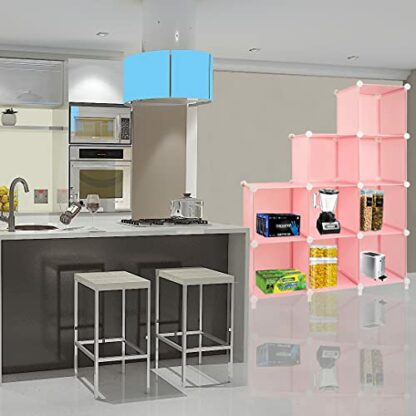 Gold Armour Cube Storage 9-Cube Bookshelf Closet Organizer Storage Shelves Shelf Cubes Organizer Plastic Square Book Shelf Bookcase DIY Closet Cabinet Organizer Shelving for Home Office Bedroom (Pink) - Image 3
