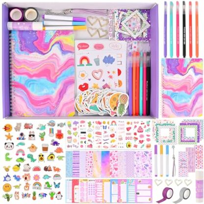 Goldge 109pcs DIY Journal Kit for Girls Diary, Gifts for Girls Ages 8 9 10 11 12+ Years Old, Stationery Set, DIY Scrapbook Kit for Tweens Teens, Arts and Crafts for Kids 2 Goldge 109pcs DIY Journal Kit for Girls Diary, Gifts for Girls Ages 8 9 10 11 12+ Years Old, Stationery Set, DIY Scrapbook Kit for Tweens Teens, Arts and Crafts for Kids - Image 2