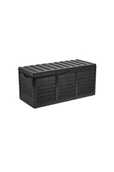 Gr8 Garden 320 Litre Black Plastic Storage Box Lid Patio Shed Utility Cushion Chest Wooden Fence Panel Effect Large Truck Indoor Outdoor Furniture