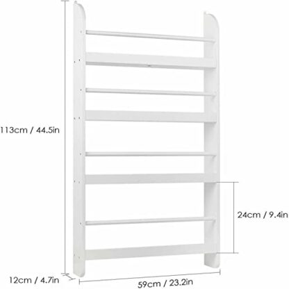 Gr8 Home Wooden White Wall Mounted Childrens Bookcase Kids Display Bookshelf Storage Unit Wood Storage Shelving Rack Furniture - Image 3