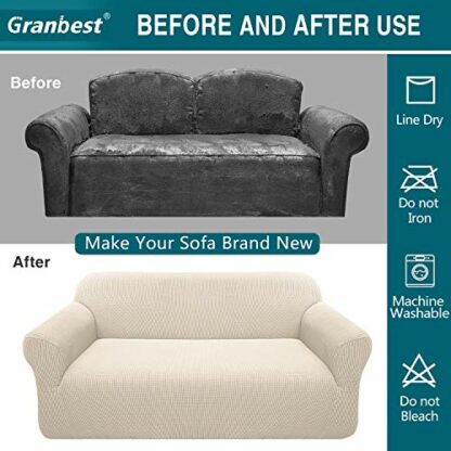 Granbest Checkered Couch Cover High Stretch Sofa Cover Washable Sofa Slipcover for Dogs Pets Slip Resistant Furniture Protector 4 Granbest Checkered Couch Cover High Stretch Sofa Cover Washable Sofa Slipcover for Dogs Pets Slip Resistant Furniture Protector - Image 4