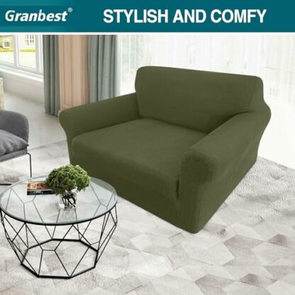 Granbest High Stretch Sofa Covers Super Soft Stylish Couch Covers for Dogs Pets Cats Jacquard Spandex Non Slip Sofa Slipcover for Living Room Furniture Protector … - Image 3