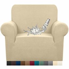 Granbest Premuim Water Repellent Sofa Covers 3 Seater High Stretch 1 Piece Couch Cover for Dogs Universal Sofa Slipcover Non Slip Furniture Protector Jacquard Spandex Fabric