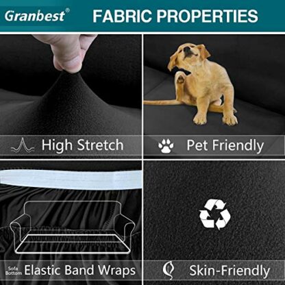 Granbest Stretch Sofa Cover Super Soft Spandex Sofa Slipcover for Dogs Pet Couch Cover Furniture Protector with Elastic Bottom - Image 4
