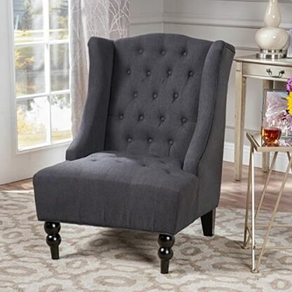 Great Deal Furniture Tall Winged Tufted New Velvet Accent Chair |, Textile - Image 3