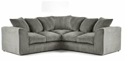 Grey Jumbo Cord Corner Sofa, Symmetrical Design - Image 2