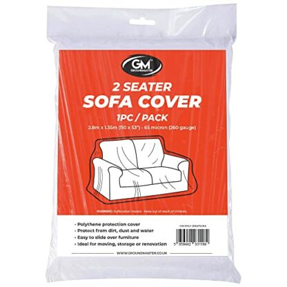 GroundMaster Polythene Plastic Sofa Chair Cover | Protective Dust Sheet for Storage DIY Removal Painting Decorating | Armchair, Dining Chair, 2 Seater & 3 Seater Couch Sizes! - Image 2