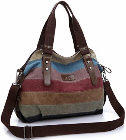 HASAGEI Women's Canvas Multi-Color Hobos Shoulder Bag Tote Handbag (Multi-Color-A) - Image 3