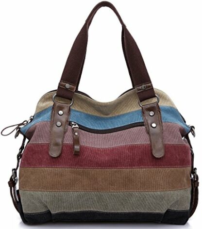 HASAGEI Women's Canvas Multi-Color Hobos Shoulder Bag Tote Handbag (Multi-Color-A) - Image 4
