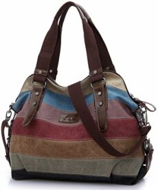 HASAGEI Women's Canvas Multi-Color Hobos Shoulder Bag Tote Handbag (Multi-Color-A)