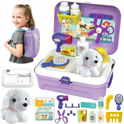 HERSITY Kids Vet Kit Dog Grooming Toy Pet Care Role Play Games Animal Dolls Pretend Play Pet Carrier Set Toys 3 4 5 Year Old Girls Boys Children Gifts 2 HERSITY Kids Vet Kit Dog Grooming Toy Pet Care Role Play Games Animal Dolls Pretend Play Pet Carrier Set Toys 3 4 5 Year Old Girls Boys Children Gifts - Image 2