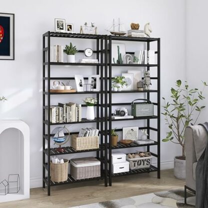 HITNET 6-Tier Bamboo Bookshelf with Adjustable Shelves - Image 3