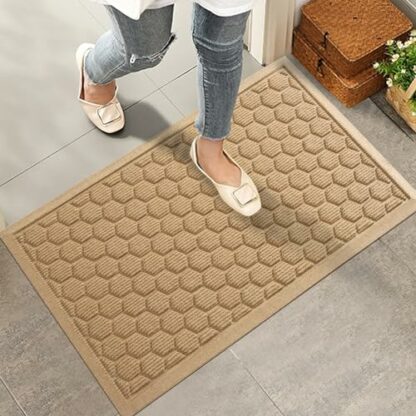 HIYARD Front Door Mat, Absorbent Resist Dirt Welcome Door Mat Indoor Outdoor, Waterproof Doormat, Durable Non Slip Backing Mat, Fade Resistant, Low Profile Patio Entry Mat - Image 2