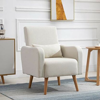 HOMCOM Accent Chair, Linen-Touch Armchair, Upholstered Leisure Lounge Sofa for Living Room, Club Chair with Wooden Frame - Image 3