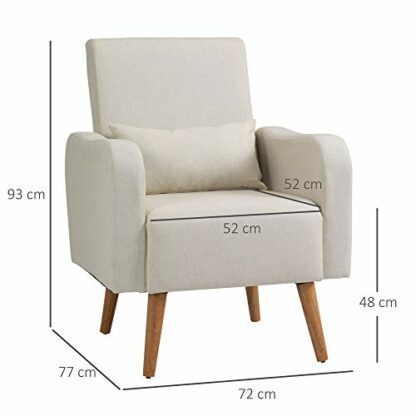 HOMCOM Accent Chair, Linen-Touch Armchair, Upholstered Leisure Lounge Sofa for Living Room, Club Chair with Wooden Frame - Image 4
