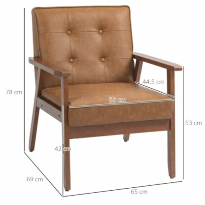 HOMCOM Armchair, Accent Chair, Occasional Chair with Rubber Wood Frame for Living Room, Reception, Bedroom, Balcony - Image 4